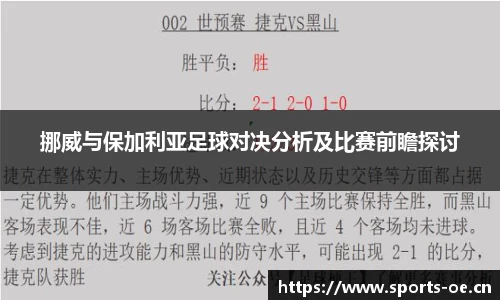挪威与保加利亚足球对决分析及比赛前瞻探讨